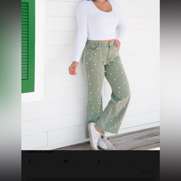 Pol pants POL jeans with faux pearls BRAND NEW in wrap charcoal womens small NEW - Picture 5 of 10